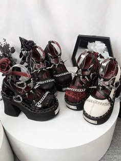 Goth Shoes, Cute Shoes Heels, Dark Rose, Cap Style, Shoe Inspo, Jumpsuits And Romper, Really Cute Outfits, Pretty Shoes, Heel Type