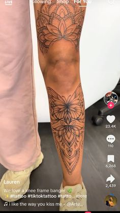 a person with a tattoo on their leg