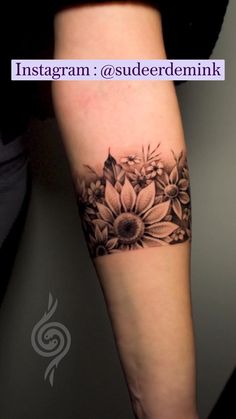 a woman's arm with flowers on it and the words instagramm @ suddermink