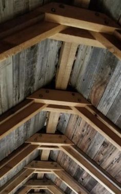 the ceiling is made out of wood planks