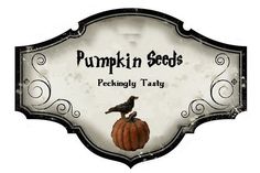 a sign that says pumpkin scotts peckingy tasty with a bird on top