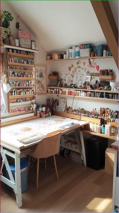 an art studio with lots of crafting supplies