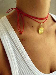 925 Red String Choker, Sun Bow Choker, Sun Pendant Necklace, Sun String Necklace, Adjustable String Necklace, Red String Necklace - Etsy Canada Hippie Choker Necklace, Latina Jewelry, Bow Choker, Necklace Sun, String Necklace, Spiritual Necklace, Sun Pendant, Diy Bracelet Designs, Bling Shoes