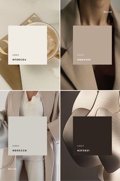 four different color palettes with the same image in each one, including white and brown