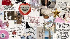 the collage has many different pictures and words all over it, including letters that spell out new york loves you