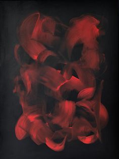 an abstract painting with red and black colors