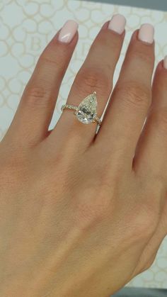 Pear Shape Best Moissanite Diamond Engagement Rings | Touche Doree 3 Carat Pear Engagement Ring, Pear Shaped Diamond Engagement Rings, Pear Diamond Engagement Ring, Pear Diamond Rings, Moissanite Engagement Rings, Pear Shaped Ring