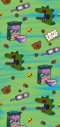 an image of a cartoon alligator eating food