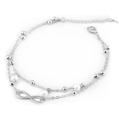 HigherChakra Anklet Silver Infinity Anklet Elegant Adjustable Metal Anklets, Elegant Adjustable Pearl Anklets, Elegant Pearl Anklets As Gift, Elegant Metal Anklets As Gift, Elegant Metal Anklets For Gift, Elegant Metal Anklets Gift, Elegant Adjustable Anklets With Pearl Charm, Adjustable Silver Anklets With Pearl Chain, Adjustable Silver Pearl Anklets