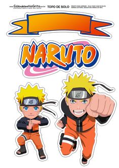 the naruto sticker is shown in front of an image of two people