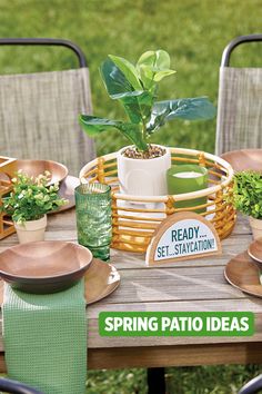 Patio table set for a dinner party. Spring Patio, Dollar General, Spring Has Sprung, Lawn Care, Patio Decor, Get Ready, Care Products, Cleaning Hacks, Outdoor Space