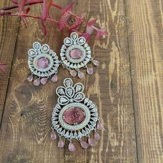 Ethnic American Diamond Pendant Set Ruby Pendant Set, Diamond Pendant Set, Pendant Earrings Set, Photography Jewelry, Pendant Sets, Diamond Pendant Sets, Ruby Pendant, Rose Gold Pink, Cz Pendant