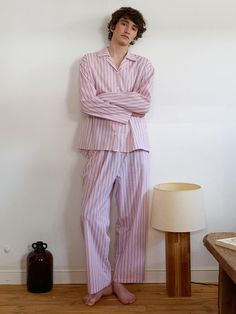 Composition : Cotton 100%Color : Do not add, shopping bag + gift box addCountry of Origin : KOREA Bed Chem, Cute Pjs, Pink Pajamas, Mens Pajamas Set, Striped Pyjamas, Slumber Party, Pajama Party, Sleepwear Robe, Mens Pajamas