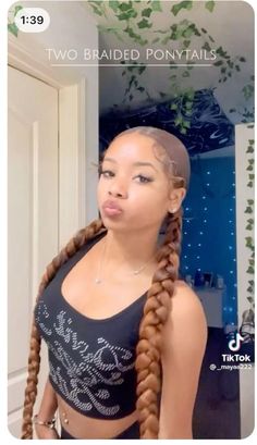 2 Low Braids With Weave, Cheap Protective Styles, 2 Ponytail Hairstyles Braids, Cute Quick Styles For Black Women, Slick Back 2 Braided Ponytail Weave, 2 Weave Braids, Simple Hairstyles Weave, Two Braided Ponytails With Weave, How To Do 2 Braids With Weave