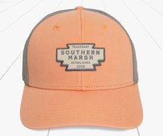 With its recognizable southwestern flare, this new trucker hat design was directly inspired by the beautiful City of Santa Fe. The adjustable snap closure will ensure a perfect trucker hat style fit while the soft cotton body and lattice polyester mesh provide lasting breathability and comfort. 100% Cotton Lining and Mesh: 100% Polyester Trucker Style Lattice Mesh Design Custom Santa Fe Inspired Design Adjustable Snap Closure Mallard Embroidery on Back Spring Trucker Hat With Curved Brim, Spring Trucker Hat With Flat Brim, Spring Outdoor Trucker Hat With Curved Brim, Adjustable Trucker Hat For Spring, Spring Outdoor Trucker Hat With Flat Bill, Spring Outdoor Snapback Hat With Flat Bill, Spring Outdoor Baseball Cap With Flat Brim, Casual Orange Trucker Hat For Outdoor, Flat Brim Baseball Cap For Spring Outdoor