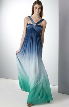 ELEGANT BRAND NEW BCBG MAX AZRIA "INK COMBO OMBRE"-COLORED SILK CHIFFON LONG GOWN WITH PLEATED EMPIRE WAIST Elegant Ombre Sleeveless Dress, Fitted Ombre Maxi Dress For Spring, Fitted Ombre Maxi Dress For Evening, Summer Chiffon Gown For Formal Occasions, Summer Formal Chiffon Gown, Summer Evening Ombre Maxi Dress, Elegant Ombre Dresses For Spring, Summer Empire Waist Maxi Dress For Evening, Summer Evening Maxi Dress With Empire Waist