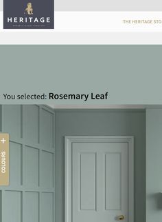 the website for rosemary leaf is displayed in front of a white door and green walls