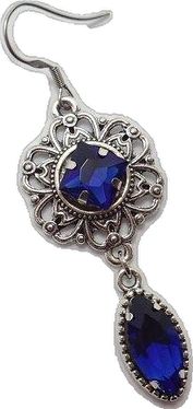 Gothic Blue Metal Jewelry, Blue Gothic Metal Jewelry, Victorian Filigree, Rainbow Topaz, Gothic Victorian, Dark Sapphire, Blue Stones, Filigree Earrings, Topaz Stone