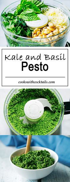 kale and basil pesto recipe in a bowl