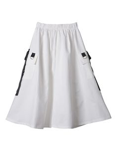 561475 White Flared Skirt With Pockets, White Cotton Cargo Skirt With Pockets, White Knee-length Casual Skirt, Casual White Knee-length Skirt, Casual White Cargo Skirt, Casual White Flared Skirt, Casual White Cotton Cargo Skirt, White Cargo Skirt For Spring, Summer White Cargo Skirt With Pockets