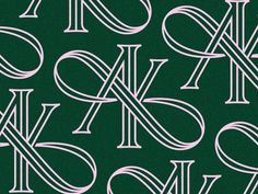 the letters and numbers are drawn in white on a dark green background with diagonal lines