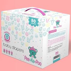 the box is empty and ready to be used for baby diapers on pink background