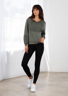 Whether you're looking for an elevated layer for post-workout errands, or you're just obsessed with comfy lounge staples, look no further than our ultra-cool soft knit pullover sweatshirt. Featuring long raglan sleeves and a drawstring hoodie. The exposed seams, raw hemline, and contrast inside-out details add a deconstructed quality. FINAL SALE Soft knit hoodie Inside out detail Relaxed fit Long raglan sleeve Ribbed wrist cuff Drawstring hoodie Raw edge hemline Exposed seam detail Ultra-soft kn Sporty Everyday Hoodie Activewear, Fall Athleisure Hoodie For Loungewear, Casual Everyday Activewear Hoodie, Comfortable Long Sleeve Hoodie For Workout, Comfortable Long Sleeve Workout Hoodie, Everyday Hooded Athleisure Activewear, Hooded Athleisure Activewear For Everyday, Fall Season Hoodie Activewear For Loungewear, Casual Solid Color Sweatshirt For Workout