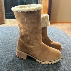 Womens Camel Suede Boots Faux Fur | Size 36 Excellent Condition : Never Worn | No Stains, Rips Or Pulls. Smoke-Free. No Box I Always Carefully Package And Box Ship Asap. Reach Out With Any Questions! Feel Free To Send Offers! Winter Faux Leather Mid-calf Boots, Brown Closed Toe Mid-calf Winter Boots, Brown Winter Mid-calf Boots, Beige Suede Mid-calf Boots With Round Toe, Beige Round Toe Mid-calf Boots For Winter, Beige Round Toe Mid-calf Winter Boots, Beige Winter Mid-calf Boots With Round Toe, Brown Suede Martin Boots For Winter, Brown Faux Leather Mid-calf Boots For Winter