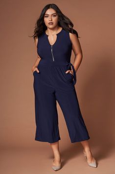 Vivienne Navy Midi Jumpsuit Jumpsuits Womens Fashion, Midi Jumpsuit, Trendy Romper, Fitted Romper, Formal Jumpsuit, Notched Neckline, Only Jeans, The Vivienne, Jeans Cropped