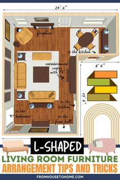 l-shaped living room furniture arrangement tips and tricks Big Comfy Chair, Living Room Floor Plans, Living Room Dining Room Combo, Narrow Rooms, Narrow Living Room, Sewing Room Storage, Interior Decorating Tips