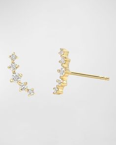 Zoe Lev Jewelry earrings    14karat yellow gold    VS white diamonds    Total carat weight: 0.20    For pierced ears    Wipe clean    Made in USA Jewelry Diamond, Diamond Cluster, Pierced Ears, White Diamonds, Diamond White, Ear Piercings, Diamond Jewelry, Neiman Marcus, Top Designers