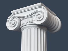 an image of a white pillar with swirls on it's top and bottom