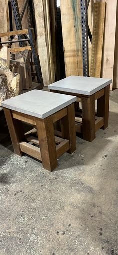 Quality built solid cedar and concrete tables. Could be used inside or outside. Dimensions: 16"W, 20"L, 21"H Concrete End Table, Outdoor Table Set, Concrete Tables, Concrete Table, Outdoor Table Settings, Milwaukee Wi, Coffee And End Tables, Table Set, End Table