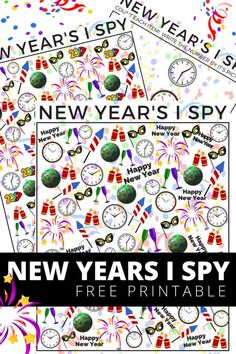 new year's i spy free printables for kids to use in the classroom