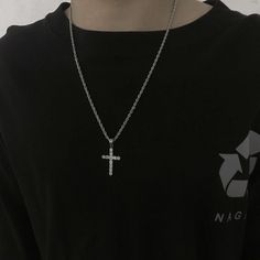 Material: Titanium Steel Color: Zircon Cross Necklace Fashion Element: Cross Style: Simple Mens Cross Necklace, Necklace Outfit, Mens Crosses, Modern Mom, Diamond Chain, Diamond Cross, Necklace Fashion, Earrings Collection, Silver Diamonds