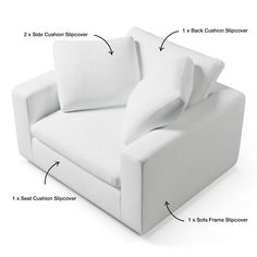 Sofa Chair Covers | Armchair Slipcover Replacement | Couch Haus Armchair Slipcover, Ottoman Design, Replacement Cushions, Ottoman Sofa, Corner Chair, Comfortable Sofa, Armless Chair, Slipcovered Sofa, Chaise Sofa