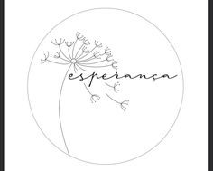 the word espeanana written in black ink on a white circle