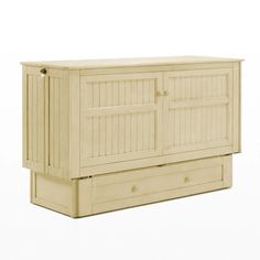 a white wooden cabinet with two drawers