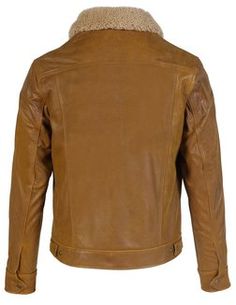 Leather Jackets for Men - Schott NYC Rugged Brown Leather Jacket With Padded Collar, Rugged Brown Shearling Leather Jacket, Classic Aviator Leather Jacket With Padded Collar, Classic Leather Jacket With Faux Fur Trim, Classic Sheepskin Leather Jacket With Padded Collar, Schott Jacket, Leather Trucker Jacket, Motorcycle Gloves, Men's Jackets