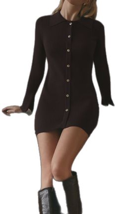 Classic Fitted Long Sleeve Bodycon Dress, Classic Fitted Sweater Dress, Classic Fitted Long Sleeve Sweater Dress, Winter Mini Dress With Buttons, Elegant Fitted Sweater Dress With Buttons, Winter Workwear Long Sleeve Mini Dress, Fitted Long Sleeve Mini Dress With Button Cuffs, Classic Fitted Sweater Dress For Fall, Winter Long Sleeve Dresses With Button Cuffs