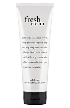 Free shipping and returns on philosophy 'fresh cream' lotion at Nordstrom.com. philosophy's fresh cream lotion moisturizes skin while draping it with a luminous, fresh cream scent. It's formulated with macadamia seed and olive fruit oils, shea butter and antioxidants to hydrate, soothe and soften, leaving skin feeling silky soft. Hogwarts Makeup, Ysl Hobo Bag, Ysl Hobo, Cute Compact Mirror, Andie Anderson, Jellycat Bunnies, Skincare Headband