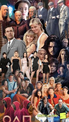 collage of actors from the tv series friends