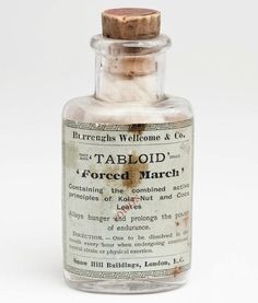 an old medicine bottle with the label labeled tabloud forced march on it's side