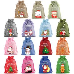 PRICES MAY VARY. Christmas Burlap Bags Set:You will receive 30Pcs Christmas burlap gift bags in random colors,enough to meet your needs.These cartoon christmas burlap bags,with lovely Santa Claus,snowman,Christmas tree,penguin,gingerbread man and other patterns,look lovely and interesting,adding to the Christmas atmosphere. Quality Material:Our christmas drawstring gift bags are made of high-quality linen with fine workmanship,comfortable feel,exquisite appearance and can be reused.Light weight, Christmas Class Gifts For Kids Student, Design With Rope, Party Wedding Favors, Amazon Christmas Gifts, Christmas Burlap, Linen Bags, Affordable Christmas Gifts, Burlap Gift Bags, Amazon Christmas