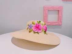 Our straw hats are embroidered with double sided ribbons with a touch of acrylic paints. The hat is a piece of art and unique as we make only 1 pice per design Head circumference: 56cm Strap: adjustable  Colour: beige Brim: 15cm Handmade Straw Cap Hat For Spring, Handmade Spring Straw Cap Hat, Beach Sun Hat For Kentucky Derby, Kentucky Derby Beach Cap Sun Hat, Hand Painted Sun Hat For Spring Vacation, Beach Hats With Hand Painted Adjustable Design, Beach Hats With Hand Painted Adjustable Fit, Hand Painted Wide Brim Hats For The Beach, Handmade Adjustable Straw Hat For Garden Party