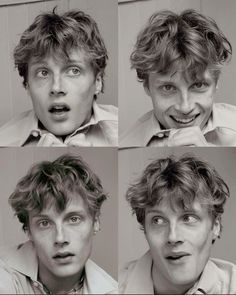 four different pictures of a man making funny faces