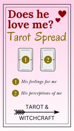 Do you find yourself constantly wondering what he feels about you? Are you tired of second-guessing your relationships? Unlock the mysteries of the heart with the "Does He Love Me?" tarot spread. This revealing reading explores the depths of your significant other's feelings towards you. Delve into the truth behind their emotions and discover if love is truly in the air. Does He Love Me, Fortune Telling, He Loves Me, Find Yourself, Significant Other, Book Of Shadows