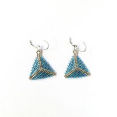 Hypoallergenic Triangle Earrings For Gift, Blue Nickel-free Linear Earrings For Gift, Nickel-free Blue Beaded Earrings As Gift, Nickel-free Blue Beaded Earrings For Gifts, Blue Linear Earrings With Ear Wire For Gift, Triangle Single Earring As Gift, Blue Triangle Earrings For Gift, Triangle Shaped Single Earring As A Gift, Blue Hypoallergenic Beaded Earrings As Gift