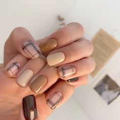 Gel Nails French, Mens Nails, Sassy Nails, Vintage Nails, Plaid Nails, Casual Nails, Pretty Gel Nails, Thanksgiving Nails