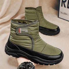 Top Seller for Men's Winter Waterproof Snow Boots Outdoor Fully Fur Lined Warm Cotton Shoes, Mens Boots Insulated Waterproof Boots With Round Toe, Casual Waterproof Khaki Boots With Round Toe, Casual Khaki Waterproof Boots For Outdoor Activities, Winter Waterproof Ankle Boots For Outdoor, Winter Outdoor Waterproof Ankle Boots, Casual Waterproof Khaki Boots, Outdoor Closed Toe Boots With Cushioned Footbed, Winter Outdoor Waterproof Closed Toe Boots, Green Waterproof Boots With Round Toe For Walking